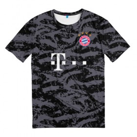 Мужская футболка 3D с принтом Bayern away gk 18-19 в Петрозаводске, 100% полиэфир | прямой крой, круглый вырез горловины, длина до линии бедер | bayern | champions league | germany | munchen | бавария | германия | левандовски | лига чемпинов | мюнхен | нойер | рибери | роббен