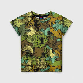 Детская футболка 3D с принтом Камуфляж в Петрозаводске, 100% гипоаллергенный полиэфир | прямой крой, круглый вырез горловины, длина до линии бедер, чуть спущенное плечо, ткань немного тянется | abstraction | army | art | background | blue | camouflage | clothing | color | green | marsh | pattern | snake | stencil | uniform | абстракция | армия | арт | болотный | зеленый | змея | камуфляж | одежда | трафарет | узор | униформа | фон | цв