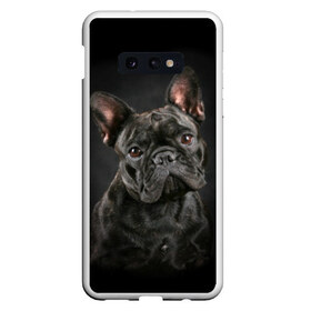 Чехол для Samsung S10E с принтом Французский бульдог в Петрозаводске, Силикон | Область печати: задняя сторона чехла, без боковых панелей | animal | background | beast | black | breed | bulldog | cool | cute | dog | ears | french | jaw | look | muzzle | portrait | wool | бульдог | взгляд | животное | зверь | милый | пёс | порода | портрет | прикольно | псина | собака | уши | фон | фра