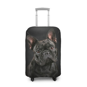 Чехол для чемодана 3D с принтом Французский бульдог в Петрозаводске, 86% полиэфир, 14% спандекс | двустороннее нанесение принта, прорези для ручек и колес | Тематика изображения на принте: animal | background | beast | black | breed | bulldog | cool | cute | dog | ears | french | jaw | look | muzzle | portrait | wool | бульдог | взгляд | животное | зверь | милый | пёс | порода | портрет | прикольно | псина | собака | уши | фон | фра