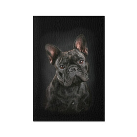 Обложка для паспорта матовая кожа с принтом Французский бульдог в Петрозаводске, натуральная матовая кожа | размер 19,3 х 13,7 см; прозрачные пластиковые крепления | animal | background | beast | black | breed | bulldog | cool | cute | dog | ears | french | jaw | look | muzzle | portrait | wool | бульдог | взгляд | животное | зверь | милый | пёс | порода | портрет | прикольно | псина | собака | уши | фон | фра