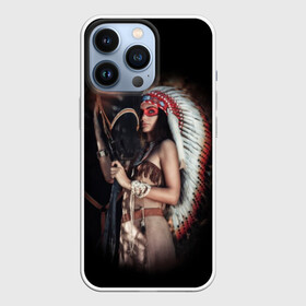 Чехол для iPhone 13 Pro с принтом Девушка с лошадью в Петрозаводске,  |  | american | animal | black | body | color | costume | ethnic | girl | horse | indian | national | nature | race | red | totem | white | woma | белый | девушка | женщина | животное | индейский | индейцы | костюм | краснокожий | красный | лошадь | молодость 