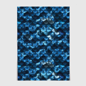 Постер с принтом Синяя чешуя в Петрозаводске, 100% бумага
 | бумага, плотность 150 мг. Матовая, но за счет высокого коэффициента гладкости имеет небольшой блеск и дает на свету блики, но в отличии от глянцевой бумаги не покрыта лаком | blue | color | fish | gray | mermaid | neyad | pattern | scales | sea | shiny | siren | skin | turquoise | wallpaper | water | бирюзовый | блестящий | вода | кожа | море | неяда | обои | паттерн | русалка | рыба | серый | синий | сирена | цвет |