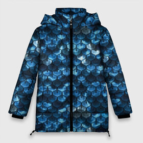 Женская зимняя куртка 3D с принтом Синяя чешуя в Петрозаводске, верх — 100% полиэстер; подкладка — 100% полиэстер; утеплитель — 100% полиэстер | длина ниже бедра, силуэт Оверсайз. Есть воротник-стойка, отстегивающийся капюшон и ветрозащитная планка. 

Боковые карманы с листочкой на кнопках и внутренний карман на молнии | blue | color | fish | gray | mermaid | neyad | pattern | scales | sea | shiny | siren | skin | turquoise | wallpaper | water | бирюзовый | блестящий | вода | кожа | море | неяда | обои | паттерн | русалка | рыба | серый | синий | сирена | цвет |