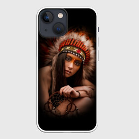 Чехол для iPhone 13 mini с принтом Индейская девушка в Петрозаводске,  |  | american | beauty | body | costume | dark | ethnic | face | girl | hair | look | national | nature | race | shaman | взгляд | волосы | девушка | женщина | индейский | индейцы | кор | костюм | краснокожий | красный | красота | лицо | ловец снов | макияж | 