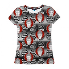 Женская футболка 3D с принтом Будда в Петрозаводске, 100% полиэфир ( синтетическое хлопкоподобное полотно) | прямой крой, круглый вырез горловины, длина до линии бедер | 
