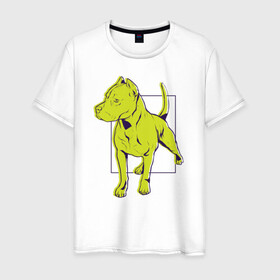Мужская футболка хлопок с принтом Питбуль в Петрозаводске, 100% хлопок | прямой крой, круглый вырез горловины, длина до линии бедер, слегка спущенное плечо. | dog | pitbull | питбули | питбуль | собака | собаки