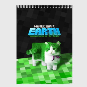 Скетчбук с принтом Minecraft EARTH - Котик в Петрозаводске, 100% бумага
 | 48 листов, плотность листов — 100 г/м2, плотность картонной обложки — 250 г/м2. Листы скреплены сверху удобной пружинной спиралью | craft | creeper | earth | game | green | logo | mine | minecraft | mobile | online | world | зеленый | земля | зомби | игра | крипер | лого | майкрафт | майнкрафт | мир | мобайл | онлайн | планета | синий | текстура