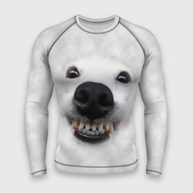 Мужской рашгард 3D с принтом Собака   улыбака в Петрозаводске,  |  | Тематика изображения на принте: животные | зубы | мордочка | пес | прикол | смешная | собака | улыбака | улыбка | щенок | юмор
