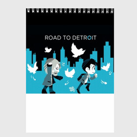 Скетчбук с принтом ROAD TO DETROIT в Петрозаводске, 100% бумага
 | 48 листов, плотность листов — 100 г/м2, плотность картонной обложки — 250 г/м2. Листы скреплены сверху удобной пружинной спиралью | 2038 | become | connor | dbh | dbhpk19 | gavin reed | human | quantic | reed | reed900 | rk800 | rk900 | андроид | девиант | детройт | кара | квест | коннор | маркус