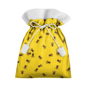 Подарочный 3D мешок с принтом Пчелы в сотах в Петрозаводске, 100% полиэстер | Размер: 29*39 см | bee | beehive | brown | bug | honey | honeycomb | insect | toiler | yellow | букашка | желтый | коричневый | мёд | насекомое | пчела | соты | труженик | улей