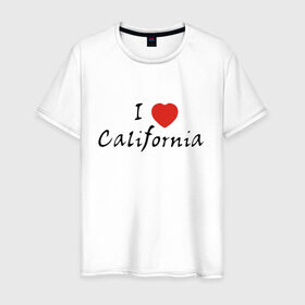 Мужская футболка хлопок с принтом I Love California в Петрозаводске, 100% хлопок | прямой крой, круглый вырез горловины, длина до линии бедер, слегка спущенное плечо. | 