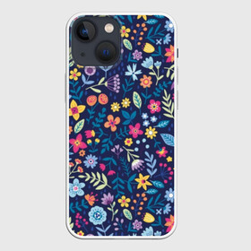 Чехол для iPhone 13 mini с принтом Цветы в Петрозаводске,  |  | blue | cute | flora | flower | flowers | green | leaf | petal | plant | purple | yellow | желтый | зеленый | лепесток | листок | мило | растение | синий | фиолетовый | флора | цветок | цветы