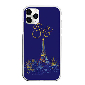 Чехол для iPhone 11 Pro матовый с принтом Париж в Петрозаводске, Силикон |  | blue | drawing | eiffel tower | france | paris | romance | yellow | желтый | париж | рисунок | романтика | синий | франция | эйфелева башня