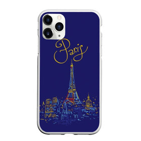 Чехол для iPhone 11 Pro Max матовый с принтом Париж в Петрозаводске, Силикон |  | blue | drawing | eiffel tower | france | paris | romance | yellow | желтый | париж | рисунок | романтика | синий | франция | эйфелева башня