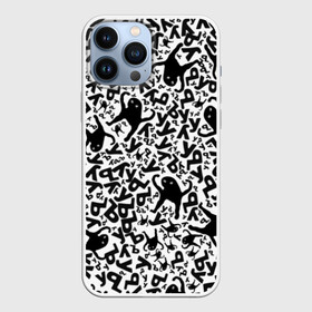 Чехол для iPhone 13 Pro Max с принтом ЪУЪ в Петрозаводске,  |  | белый | буквы | кот | кошка | мем | паттерн | узор | уъу | черный