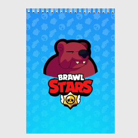 Скетчбук с принтом Bear - BRAWL STARS в Петрозаводске, 100% бумага
 | 48 листов, плотность листов — 100 г/м2, плотность картонной обложки — 250 г/м2. Листы скреплены сверху удобной пружинной спиралью | Тематика изображения на принте: bear | brawl | bull | colt | crow | el primo | game | games | leon | moba | online | penny | poco | shelly | spike | star | stars | wanted | брав | бравл | браво | звезда | звезды | игра | игры | моба | онлайн | старс