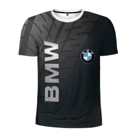 Мужская футболка 3D спортивная с принтом BMW в Петрозаводске, 100% полиэстер с улучшенными характеристиками | приталенный силуэт, круглая горловина, широкие плечи, сужается к линии бедра | bmw | авто | автомобиль | бмв | лого | логотип | машина | надпись | текстура