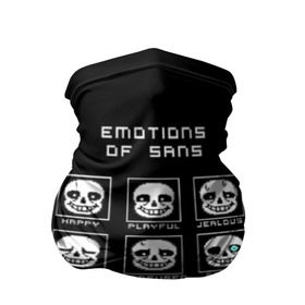 Бандана-труба 3D с принтом Emotions of sans в Петрозаводске, 100% полиэстер, ткань с особыми свойствами — Activecool | плотность 150‒180 г/м2; хорошо тянется, но сохраняет форму | Тематика изображения на принте: alphys | animation | asriel | comic dub | comic dubs | deltarune | gaming | toriel | undertale | андертеил | история | подземная | фриск | чай тв | чара