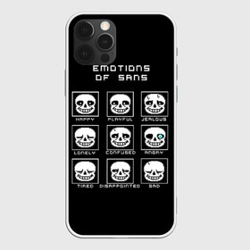 Чехол для iPhone 12 Pro с принтом Emotions of sans в Петрозаводске, силикон | область печати: задняя сторона чехла, без боковых панелей | alphys | animation | asriel | comic dub | comic dubs | deltarune | gaming | toriel | undertale | андертеил | история | подземная | фриск | чай тв | чара