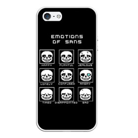 Чехол для iPhone 5/5S матовый с принтом Emotions of sans в Петрозаводске, Силикон | Область печати: задняя сторона чехла, без боковых панелей | alphys | animation | asriel | comic dub | comic dubs | deltarune | gaming | toriel | undertale | андертеил | история | подземная | фриск | чай тв | чара