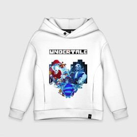 Детское худи Oversize хлопок с принтом UNDERTALE в Петрозаводске, френч-терри — 70% хлопок, 30% полиэстер. Мягкий теплый начес внутри —100% хлопок | боковые карманы, эластичные манжеты и нижняя кромка, капюшон на магнитной кнопке | Тематика изображения на принте: frisk | game | good jokes | sans | undertale | андертал | андертейл | асгор | дримур | дримурр | игра | игры | кости | логотип | надпись | папирус | подземелье | санс | сердечко | сердце | стрим | ториэль | ужас | флауи | фриск