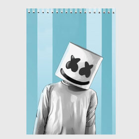 Скетчбук с принтом Marshmello в Петрозаводске, 100% бумага
 | 48 листов, плотность листов — 100 г/м2, плотность картонной обложки — 250 г/м2. Листы скреплены сверху удобной пружинной спиралью | fortnite | joytime | marshmallow | marshmello | маршмелло | маршмеллоу | фортнайт