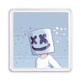 Магнит 55*55 с принтом Marshmello Pixel в Петрозаводске, Пластик | Размер: 65*65 мм; Размер печати: 55*55 мм | fortnite | joytime | marshmallow | marshmello | маршмелло | маршмеллоу | фортнайт