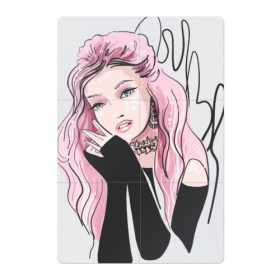 Магнитный плакат 2Х3 с принтом Очаровательная милая девушка с розовыми волосами в Петрозаводске, Полимерный материал с магнитным слоем | 6 деталей размером 9*9 см | блестками | волосами | восхитительная | девушка | иллюстрация | красивая | мечтательная | милая | рисунок | розовый | розовыми | руки | украшения | украшениями | фэшн