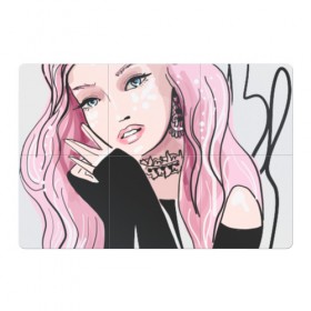 Магнитный плакат 3Х2 с принтом Очаровательная милая девушка с розовыми волосами в Петрозаводске, Полимерный материал с магнитным слоем | 6 деталей размером 9*9 см | блестками | волосами | восхитительная | девушка | иллюстрация | красивая | мечтательная | милая | рисунок | розовый | розовыми | руки | украшения | украшениями | фэшн