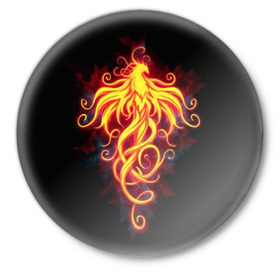 Значок с принтом Огненный Феникс в Петрозаводске,  металл | круглая форма, металлическая застежка в виде булавки | огненный феникс