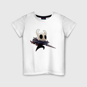 Детская футболка хлопок с принтом Hollow Knight в Петрозаводске, 100% хлопок | круглый вырез горловины, полуприлегающий силуэт, длина до линии бедер | hollow knight | детская | для детей | игра | компьютерная игра | королевство | рыцарь | темный рыцарь | холлов кнайт | экшен