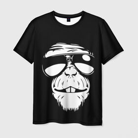 Мужская футболка 3D с принтом Крутая обезьяна в Петрозаводске, 100% полиэфир | прямой крой, круглый вырез горловины, длина до линии бедер | в очках | обезьяна | обезьянка | очки