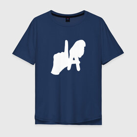 Мужская футболка хлопок Oversize с принтом Los Angeles Hand Sign в Петрозаводске, 100% хлопок | свободный крой, круглый ворот, “спинка” длиннее передней части | la | америка | знак | калифорния | ладонь | лос анджелес | мечта | нью йорк | океан | руки | сша