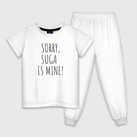 Детская пижама хлопок с принтом SORRY,SUGA IS MINE! в Петрозаводске, 100% хлопок |  брюки и футболка прямого кроя, без карманов, на брюках мягкая резинка на поясе и по низу штанин
 | Тематика изображения на принте: bts | mine | sorry | suga | suga is minesorry | английский | бтс | буквы | извините мое | слова | фраза