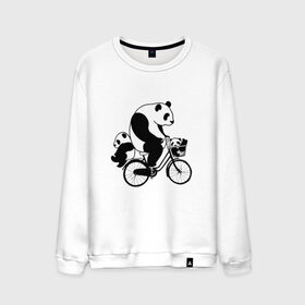 Мужской свитшот хлопок с принтом Панда на велике в Петрозаводске, 100% хлопок |  | велосипед | детеныши панды | животные | медведи | панда | панда катается | панда на велике | три панды | черно белые