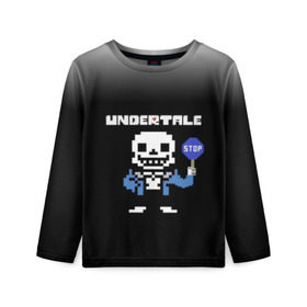 Детский лонгслив 3D с принтом Undertale STOP. в Петрозаводске, 100% полиэстер | длинные рукава, круглый вырез горловины, полуприлегающий силуэт
 | 3d | pixel | sans | stop | undertale | абстракция | алфавит | андертейл | буквы | геометрия | знак | игра | надпись | пиксель | пикселя | подземная история | текстура