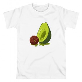 Мужская футболка хлопок с принтом Avocado R.I.P. в Петрозаводске, 100% хлопок | прямой крой, круглый вырез горловины, длина до линии бедер, слегка спущенное плечо. | авокадо | арт | веган | вегетарианец | вкусняшка | еда | жиры | зеленый | зож | косточка | милый | овощи | пп | фрукты | юмор