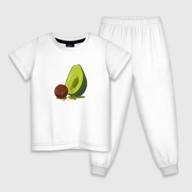 Детская пижама хлопок с принтом Avocado R.I.P. в Петрозаводске, 100% хлопок |  брюки и футболка прямого кроя, без карманов, на брюках мягкая резинка на поясе и по низу штанин
 | Тематика изображения на принте: авокадо | арт | веган | вегетарианец | вкусняшка | еда | жиры | зеленый | зож | косточка | милый | овощи | пп | фрукты | юмор