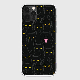 Чехол для iPhone 12 Pro Max с принтом Чёрные коты в Петрозаводске, Силикон |  | black | cat | eyes | halloween | kitten | look | magic | muzzle | mysticism | witch | witchcraft | yellow | ведьма | взгляд | глаза | желтый | колдовство | кот | котёнок | котик | кошачья | магия | мистика | хэллоуин | черный