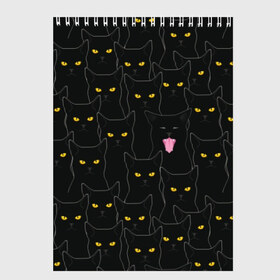 Скетчбук с принтом Чёрные коты в Петрозаводске, 100% бумага
 | 48 листов, плотность листов — 100 г/м2, плотность картонной обложки — 250 г/м2. Листы скреплены сверху удобной пружинной спиралью | Тематика изображения на принте: black | cat | eyes | halloween | kitten | look | magic | muzzle | mysticism | witch | witchcraft | yellow | ведьма | взгляд | глаза | желтый | колдовство | кот | котёнок | котик | кошачья | магия | мистика | хэллоуин | черный
