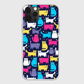 Чехол для iPhone 12 Pro Max с принтом Разноцветные котики в Петрозаводске, Силикон |  | blue | cat | colorful | cool | dots | kitten | paws | pink | tail | torso | white | yellow | белый | желтый | кот | котёнок | котик | котэ | кошка | лапы | прикольный | разноцветный | розовый | синий | точки | туловище | хвост