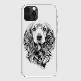 Чехол для iPhone 12 Pro Max с принтом Кокер спаниель в Петрозаводске, Силикон |  | Тематика изображения на принте: animal | black | breed | cocker spaniel | cool | dog | eyes | interesting | look | muzzle | white | wool | белый | взгляд | глаза | животное | интересный | кокер спаниель | пёс | порода | прикольный | псина | собака | собакен | черный | шерсть