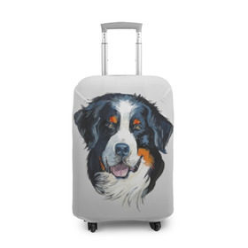 Чехол для чемодана 3D с принтом Бернский зенненхунд в Петрозаводске, 86% полиэфир, 14% спандекс | двустороннее нанесение принта, прорези для ручек и колес | animal | bernese mountain dog | black | breed | dog | muzzle | red | white | белый | бернский зенненхунд | животное | пёс | порода | рыжий | собака | черный
