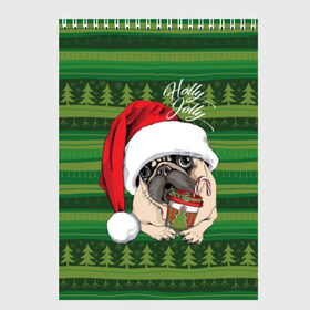 Скетчбук с принтом Holly Jolly в Петрозаводске, 100% бумага
 | 48 листов, плотность листов — 100 г/м2, плотность картонной обложки — 250 г/м2. Листы скреплены сверху удобной пружинной спиралью | Тематика изображения на принте: animal | breed | christmas | cozy | dog | family | green | holiday | home | new year | pug | red | tree | white | winter | белый | домашний | ёлки | животное | зеленый | зима | красный | мопс | новый год | порода | праздник | рождество | семейный | собака