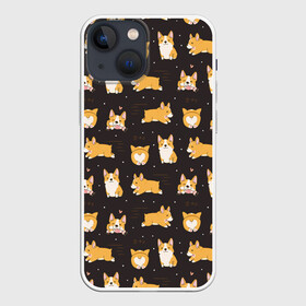 Чехол для iPhone 13 mini с принтом Корги в Петрозаводске,  |  | animal | attractive face | breed | children | cool | corgi | cute | dog | drawing | funny | red | white | yellow | белый | детский | желтый | животное | забавный | корги | круто | милый | пёс | порода | рисунок | рыжий | собака