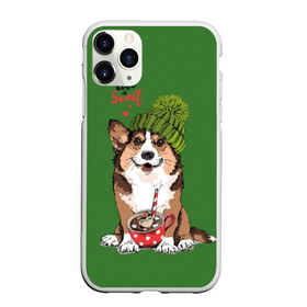 Чехол для iPhone 11 Pro матовый с принтом Love is sweet в Петрозаводске, Силикон |  | animal | breed | brown | corgi | cute | dog | funny | green | hat | heart | slogan | text | white | белый | животное | забавный | зеленый | корги | коричневый | милый | пёс | порода | сердце | слоган | собака | текст | шапка