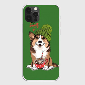 Чехол для iPhone 12 Pro Max с принтом Love is sweet в Петрозаводске, Силикон |  | animal | breed | brown | corgi | cute | dog | funny | green | hat | heart | slogan | text | white | белый | животное | забавный | зеленый | корги | коричневый | милый | пёс | порода | сердце | слоган | собака | текст | шапка