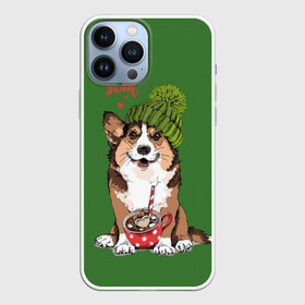 Чехол для iPhone 13 Pro Max с принтом Love is sweet в Петрозаводске,  |  | animal | breed | brown | corgi | cute | dog | funny | green | hat | heart | slogan | text | white | белый | животное | забавный | зеленый | корги | коричневый | милый | пёс | порода | сердце | слоган | собака | текст | шапка