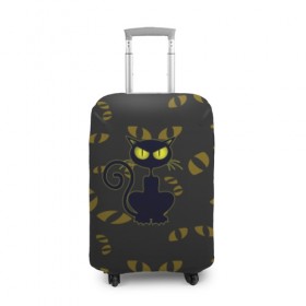 Чехол для чемодана 3D с принтом Смотрящий кот в Петрозаводске, 86% полиэфир, 14% спандекс | двустороннее нанесение принта, прорези для ручек и колес | 3d | абстракция | анимация | глаза | желтые | смотрящий  кот | черный